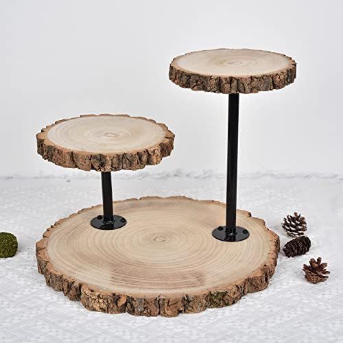 Efavormart 14" Tall | 3 Tier Rustic Wood Slice Cupcake Stand, Natural Wooden Cake Stand Dessert D... | Amazon (US)