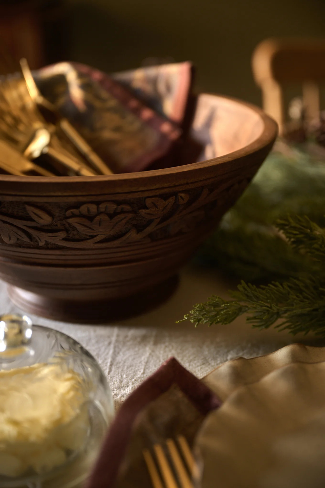 Hand-Carved Wood Bowl