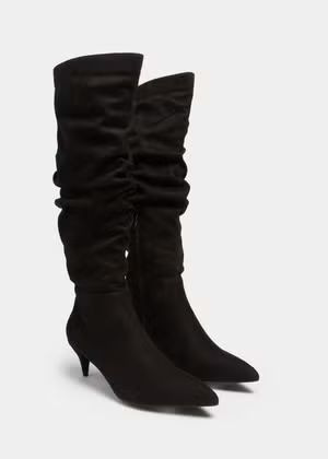Et Vous Black Knee High Point Heels - Size 5 | Matalan (UK)