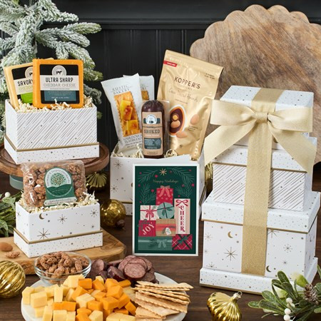 Festive Meat and Cheese Tower | GourmetGiftBaskets.com