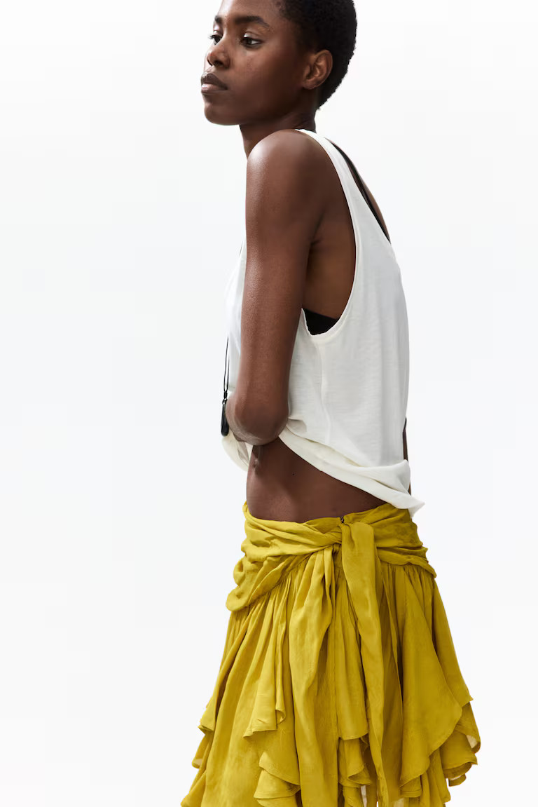H & M - Asymmetric Viscose Mini Skirt - Mustard Yellow | H&M (US, CA, MX)