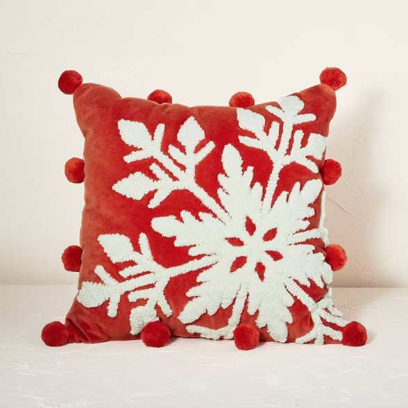 Oversized Embroidered Snowflake Velvet Square Christmas Throw Pillow - Opalhouse™ designed with... | Target