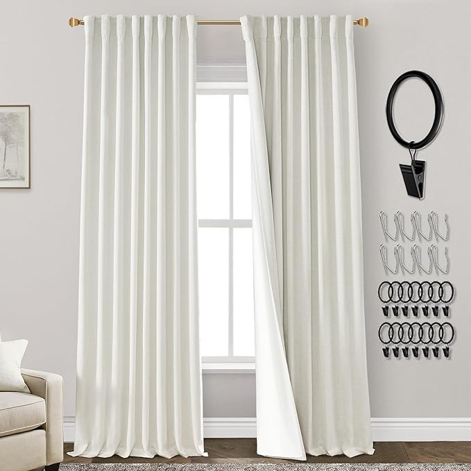 PANELSBURG 108 Inch Long Blackout Curtains & Drapes for Track System Pleated with Hooks Rings 2 P... | Amazon (US)