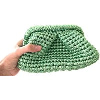 Green Metallic Clutch, Bag, Shinning Cloud Evening Hand-Knitted Christmas Clutch Bag | Etsy (US)