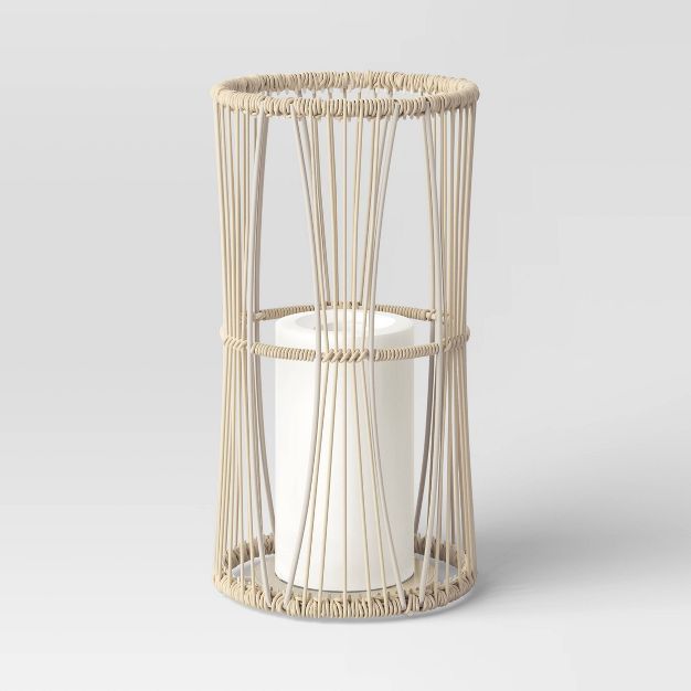 Cylinder Weave Outdoor Lantern with LED Candle White - Opalhouse™ | Target