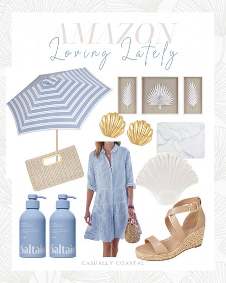 Loving Lately from Amazon

Coastal style, coastal home, spring style, spring outfit, summer outfit, vacation outfit, coastal dress, beach style, beach dress, wedge sandals, sandals, striped patio umbrella, outdoor table umbrella, floral wall art, coastal art, saltair body wash, stone drying mat for kitchen counter, coastal kitchen, Lilly Pulitzer seashell vase, ceramic vase, top handle straw clutch, summer purse, vacation purse, seashell stud earrings, gold earrings, Amazon earrings, button down midi shirt dress 

#LTKstyletip #LTKfindsunder50 #LTKhome