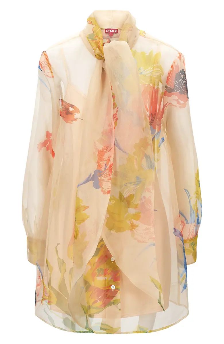 STAUD Maryn Floral Long Sleeve Organza Mini Shirtdress | Nordstrom | Nordstrom