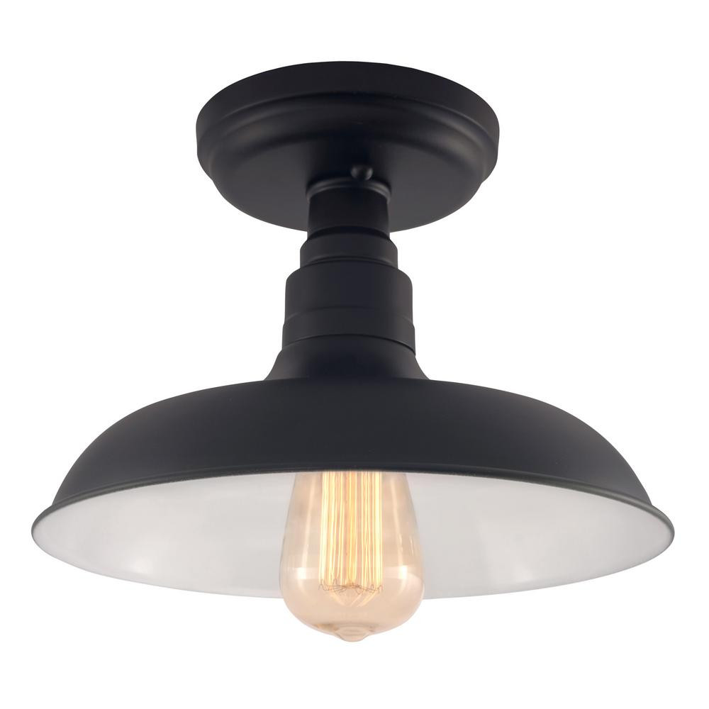 Design House Kimball 11 in. 1-Light Matte Black Ceiling Light Semi-Flush Mount | The Home Depot