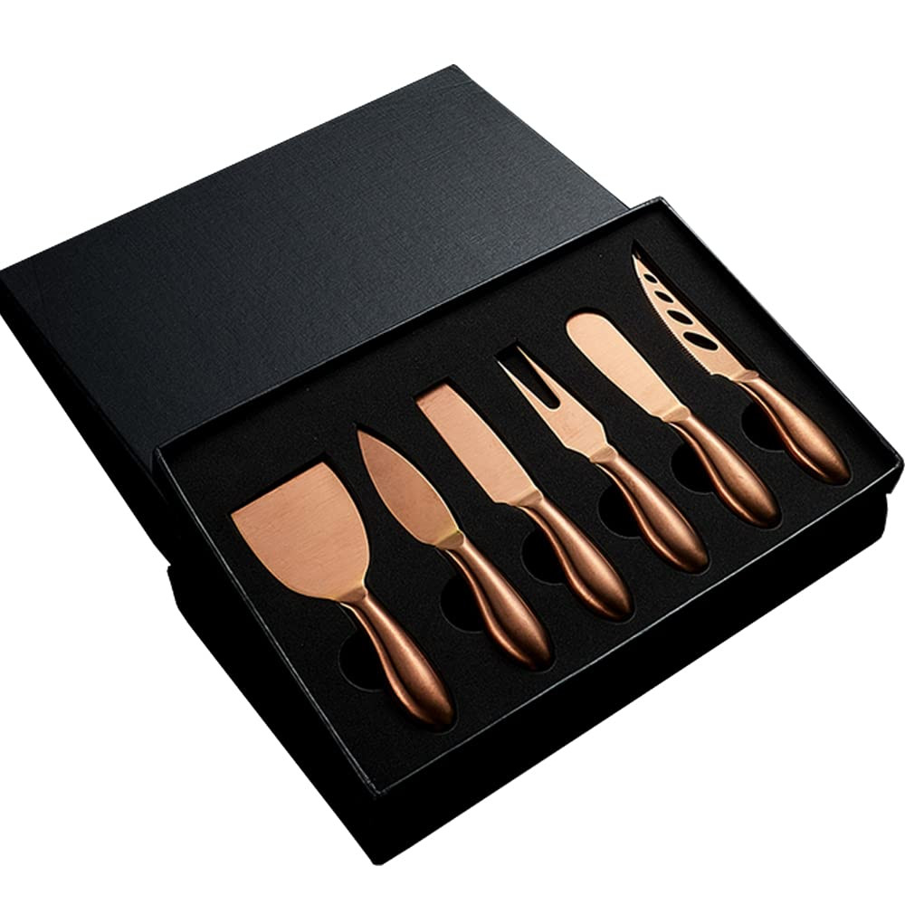 Cheese Knife Set 6 Piece - Stainless Steel Cutter, Spreader With Ergonomic Handle, Shaver and For... | Amazon (US)