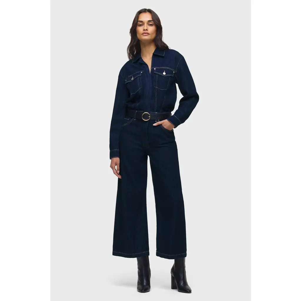Hudson Jeans Wide Leg Crop Jumpsuit in Evening Day at Nordstrom, Size 29 | Nordstrom