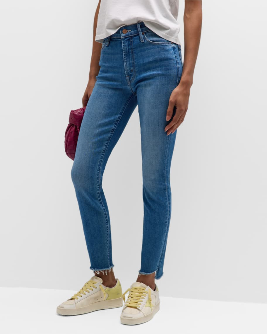 MOTHER The Stunner Zip Ankle Step Fray Jeans | Neiman Marcus