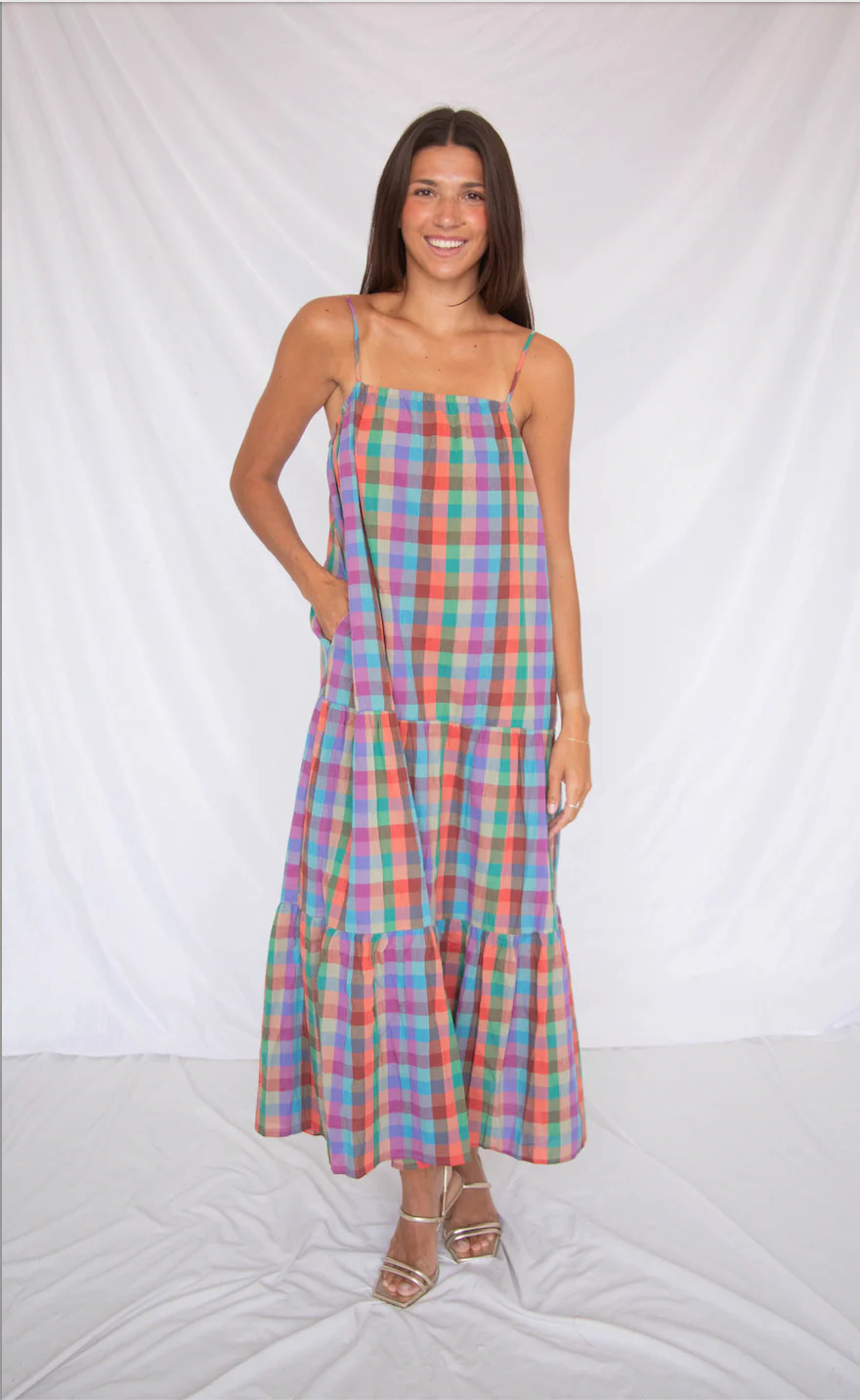 dancing around plaid maxi dress | RIFFRAFF