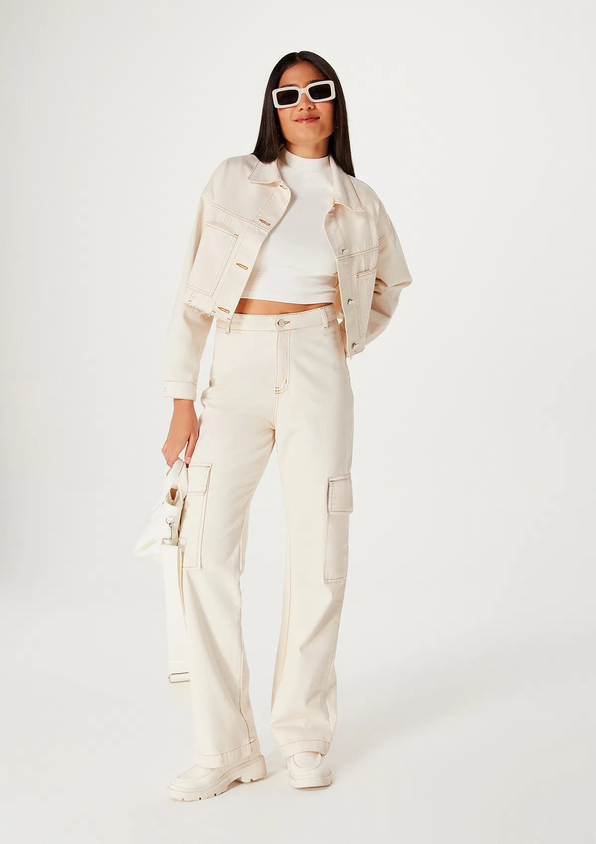 Calça Feminina Wide Leg Cintura Alta Cargo - Hering Store | Hering (BR)