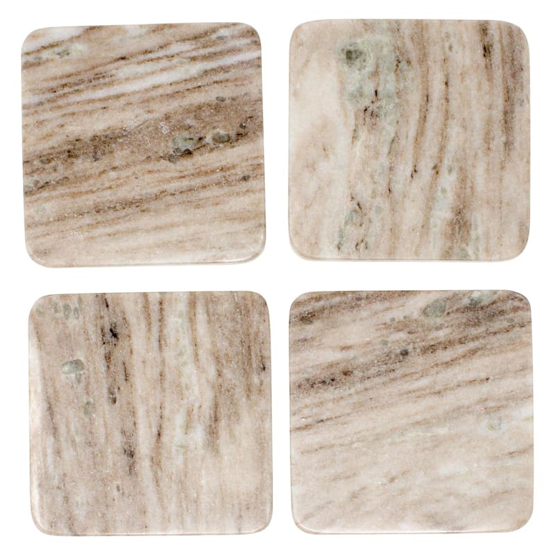 Set of 4 Brown Galaxy Round Edge Coasters | At Home