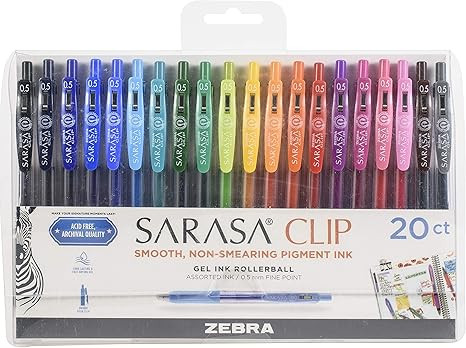Zebra Pen Sarasa Clip Retractable Gel Ink Pens, Fine Point 0.5mm, Assorted Color Water Based Ink,... | Amazon (US)