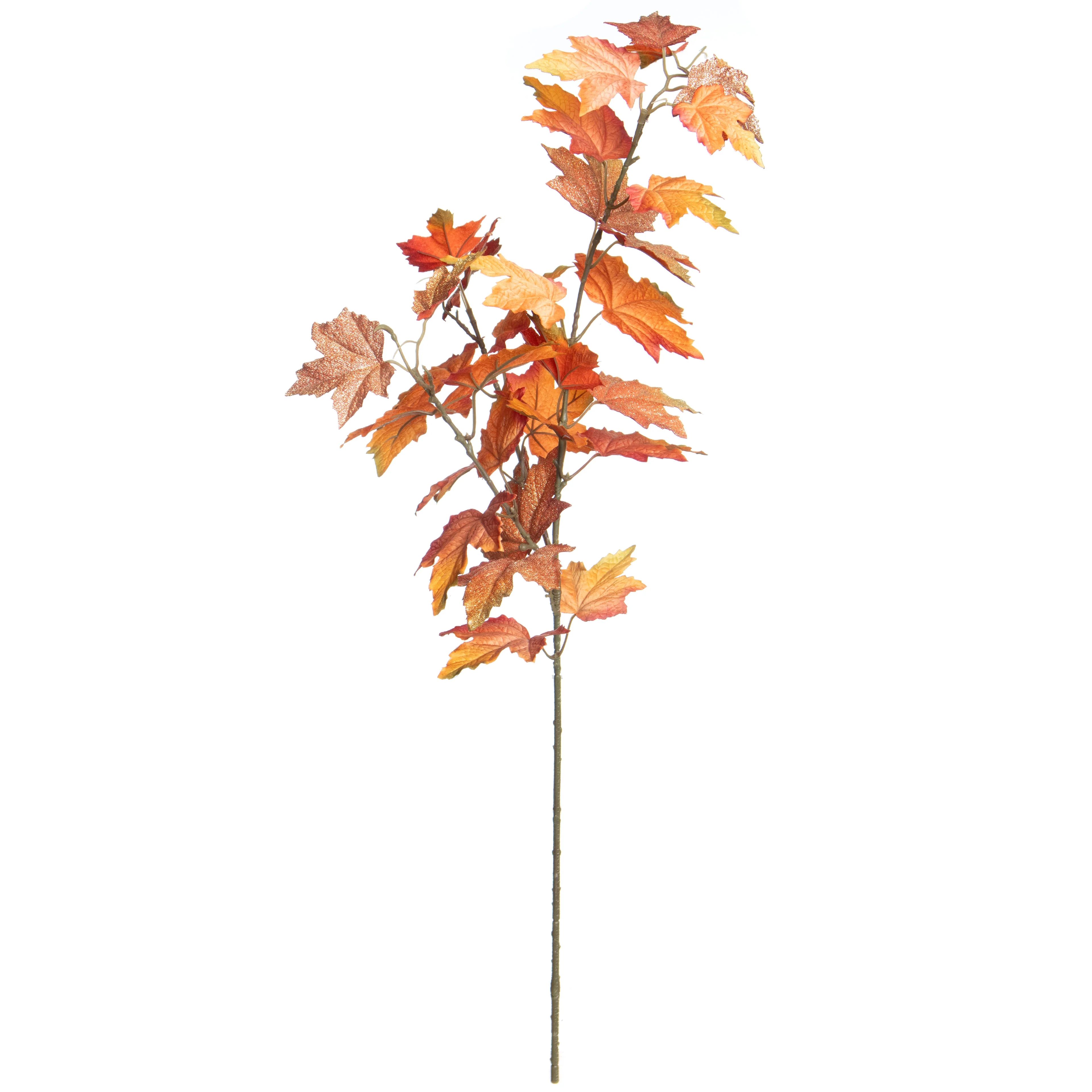 31" Glitter Orange Maple Leaves Stem by Ashland® Fall-Artificial Fall Flowers for Decoration | Walmart (US)