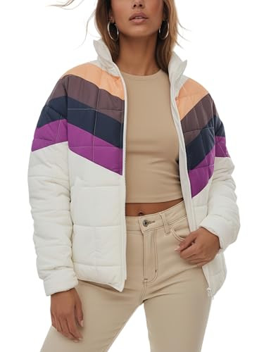 Women's Puffer Quilted Jackets Lightweight Padded Coat Long Sleeve Zip Up Outerwear with Pockets | Amazon (US)