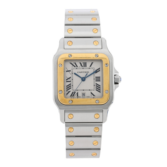 Stainless Steel 18K Yellow Gold 29mm Santos De Cartier Galbee Quartz Watch | FASHIONPHILE (US)