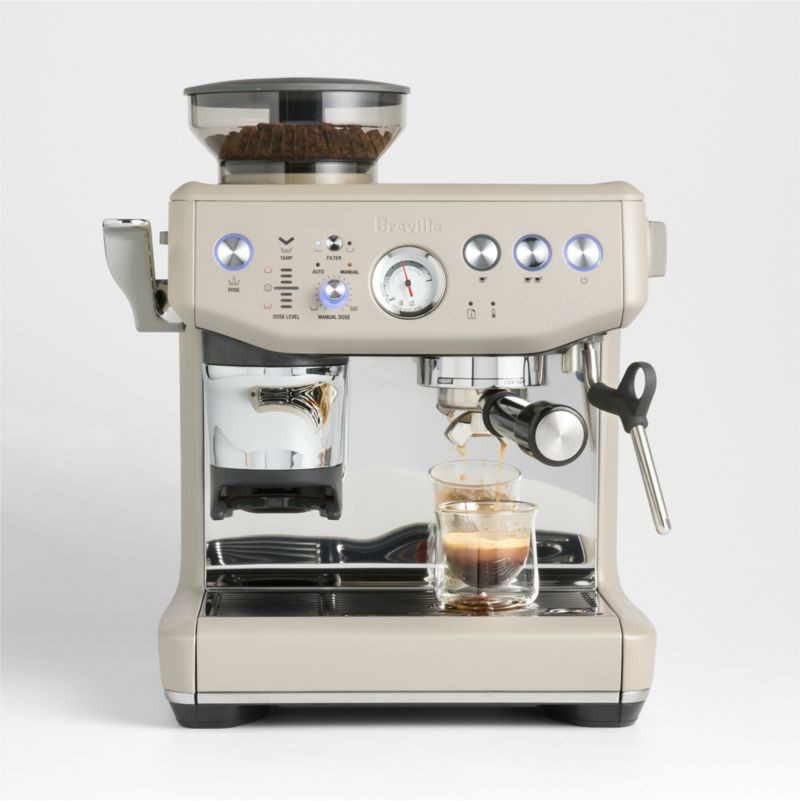 Breville Barista Express Impress Espresso Machine in Almond Nougat + Reviews | Crate & Barrel | Crate & Barrel