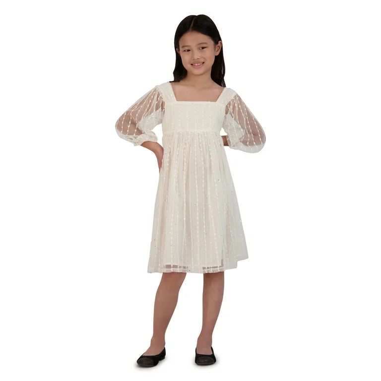 Wonder Nation Girls Metllic Mesh Dress, Sizes 4-18 & Plus - Walmart.com | Walmart (US)