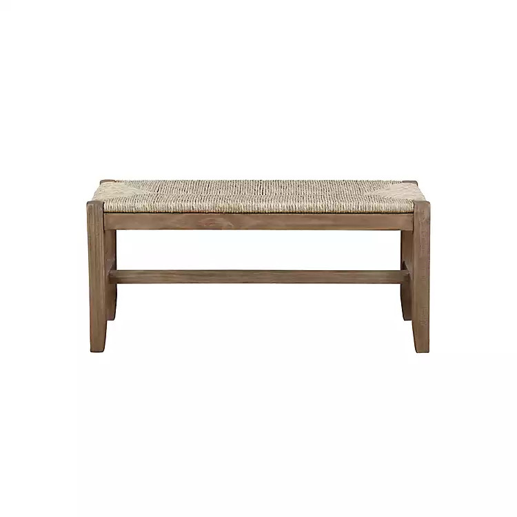 Natural Twisted Seagrass and Wood Bench | Kirklands