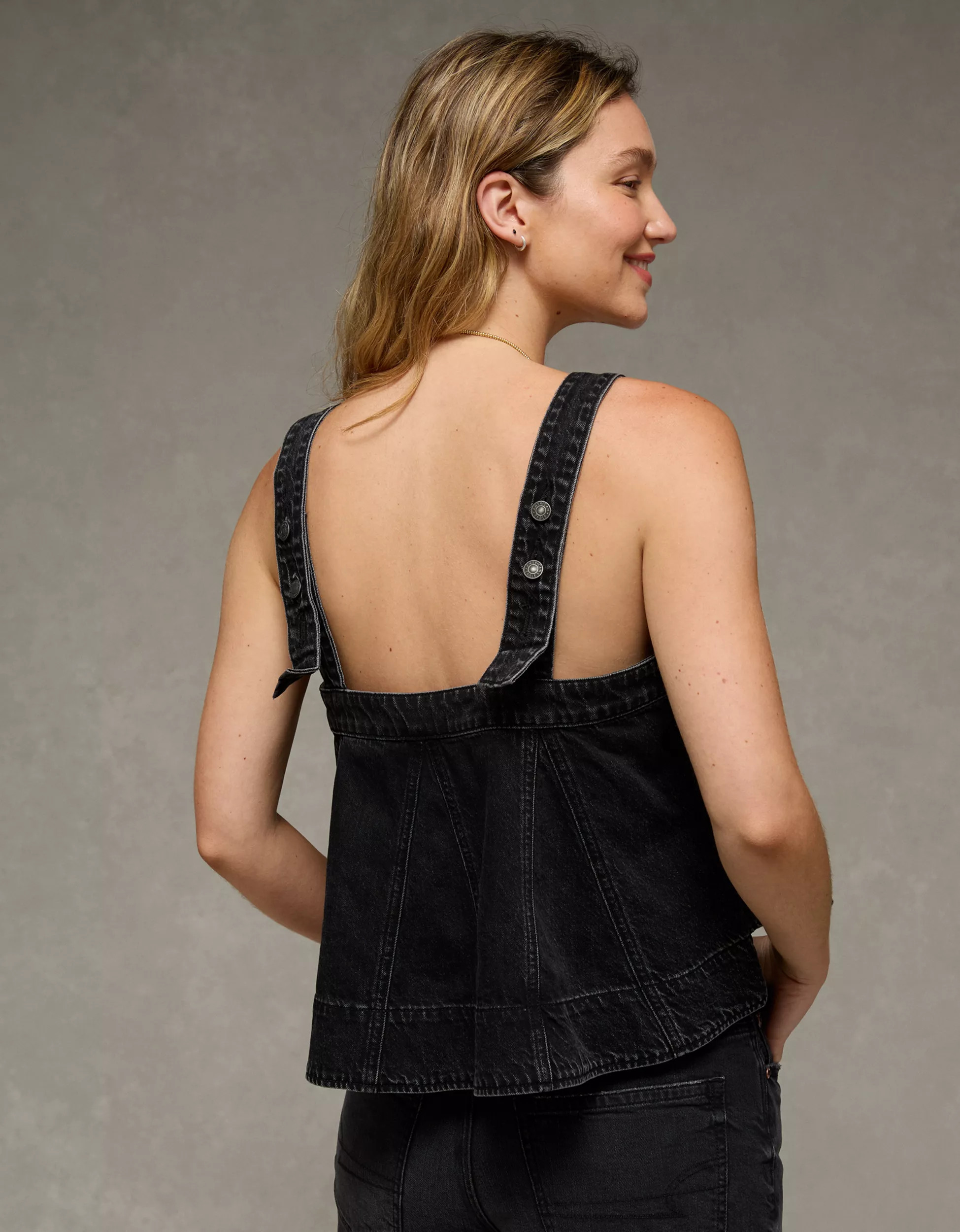 AE Square Neck Pieced Denim Tank Top | American Eagle Outfitters (US & CA)