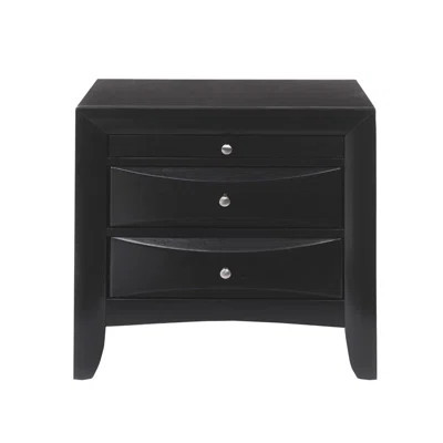 Black Wooden Nightstand Featuring 2 Drawers And 1 Tray For Bedroom In Contemporary Look | Wayfair North America
