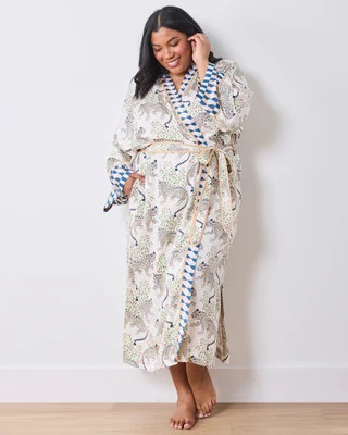 Eco Silky Robe in Leopard Bagheera | Women's L/XL | White Bridal | | Sleepwear | Printfresh