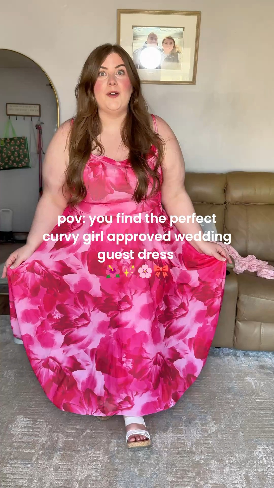 a wedding guest dress that is curvy girl approved and so flattering 🌺💖 wearing a size xxl, but could size down to the xl! So much stretch!! 

#LTKPlusSize #LTKWedding #LTKSaleAlert