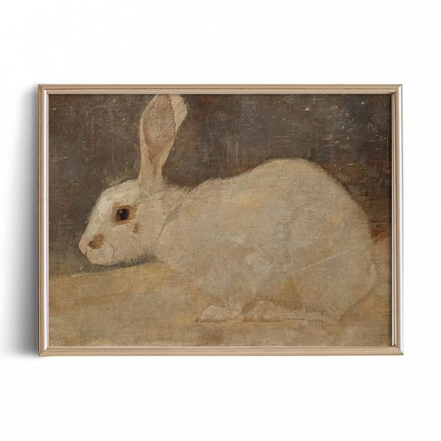 Vintage Rabbit Wall Art - Spring Easter Bunny Poster Prints - Modern Farmhouse Easter Egg Decorat... | Amazon (US)