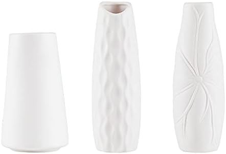 XIGUZHAN White Ceramic vase Set,Rustic Home Decor , Suitable for Living Room, Kitchen, Office, We... | Amazon (US)