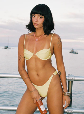 Kennedie Shine High Cut Ring Bikini Bottoms Yellow | Princess Polly US