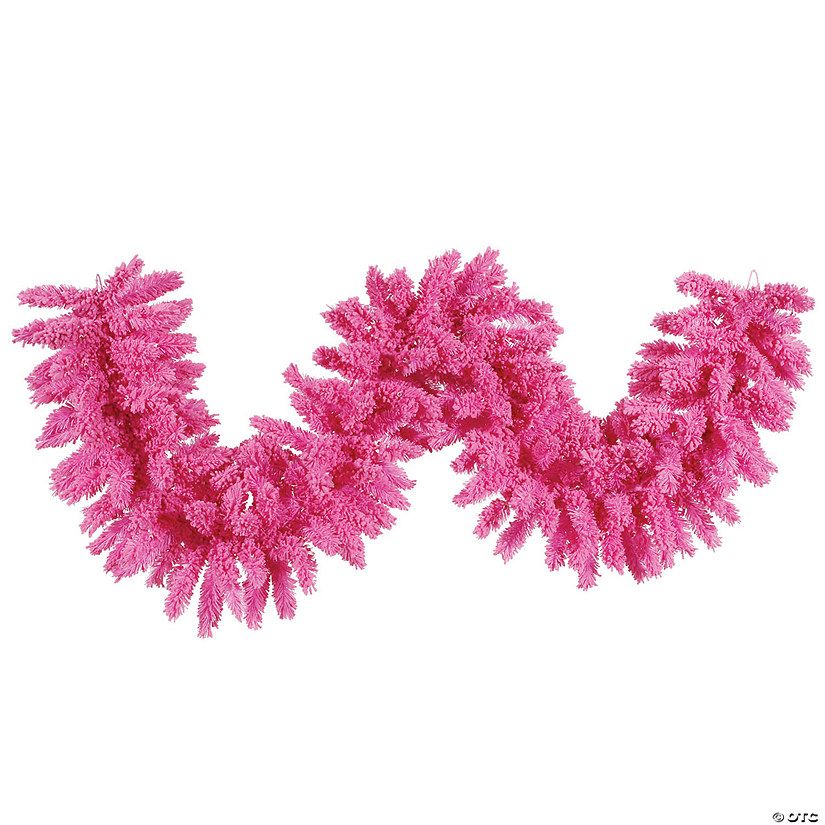 Vickerman 9' Flocked Pink Fir Artificial Christmas Garland, Unlit | Oriental Trading Company