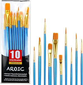 Acrylic Paint Brush Set, 1 Packs / 10 pcs Watercolor Brushes Painting Brush Nylon Hair Brushes fo... | Amazon (US)