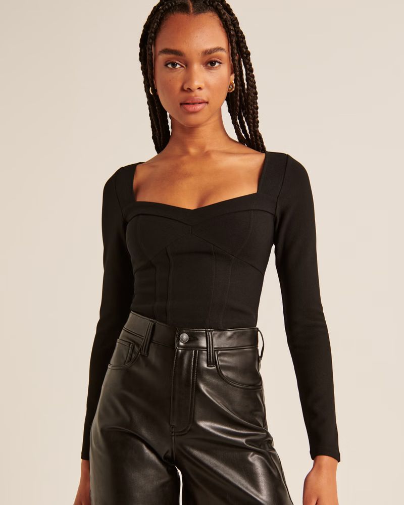 Women's Long-Sleeve Sweetheart Corset Top | Women's 25% Off Select Styles | Abercrombie.com | Abercrombie & Fitch (US)