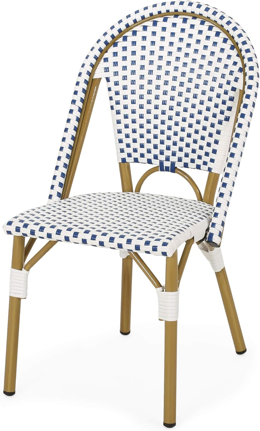 Christopher Knight Home Philomena Outdoor French Bistro Chair (Set of 2), Blue + White + Bamboo P... | Amazon (US)