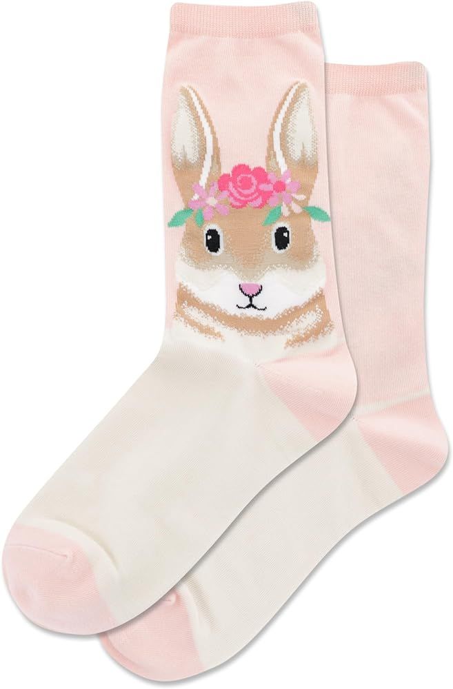 HOTSOX Women's Flower Crown Bunny Crew Sock 1 Pair Pack, Blush, Women's Shoe Size: 4-10 | Amazon (US)