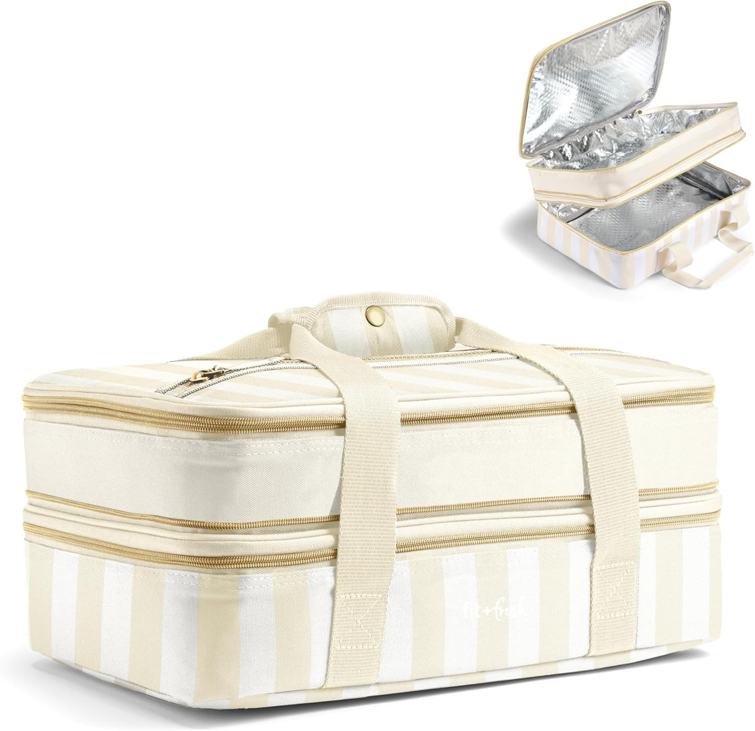 Amazon.com: Fit & Fresh Insulated Casserole Carrier - Double Decker Food Carrier Fits Two 9x13 Di... | Amazon (US)