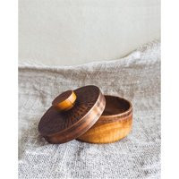 Vintage Wooden Box With Lid Rustic Copper Accent Bowl | Etsy (US)