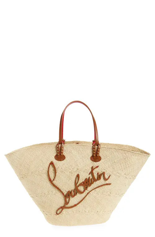 Christian Louboutin Large Cabata Woven Raffia Basket Tote in 6370 Natural/cuoio at Nordstrom | Nordstrom