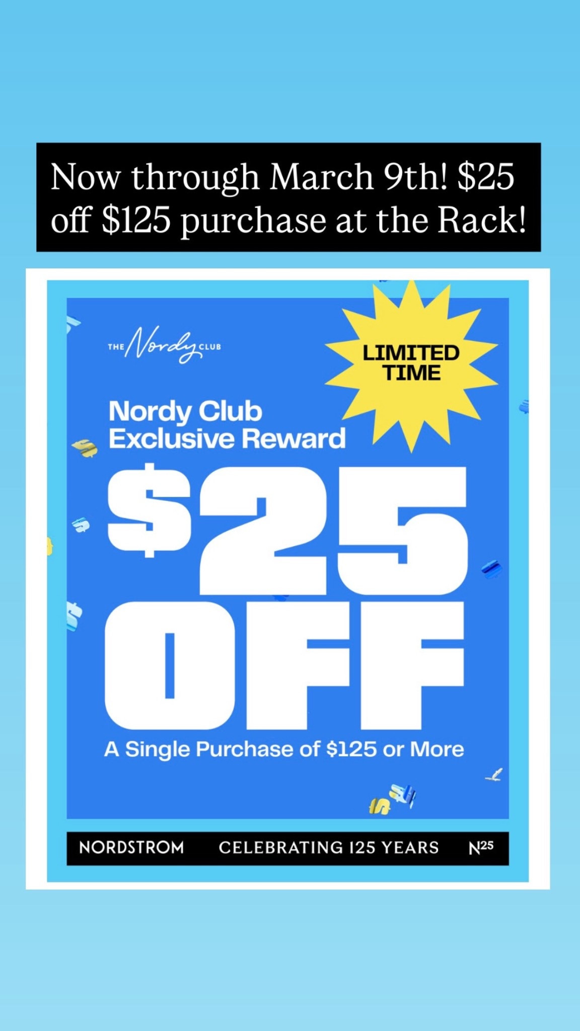 ‼️(use code NORDY125) Sign up for Nordstrom Rack’s free rewards program or log into an existing account to claim this offer! Full details linked below!

#LTKSeasonal #LTKSpringSale #LTKSaleAlert