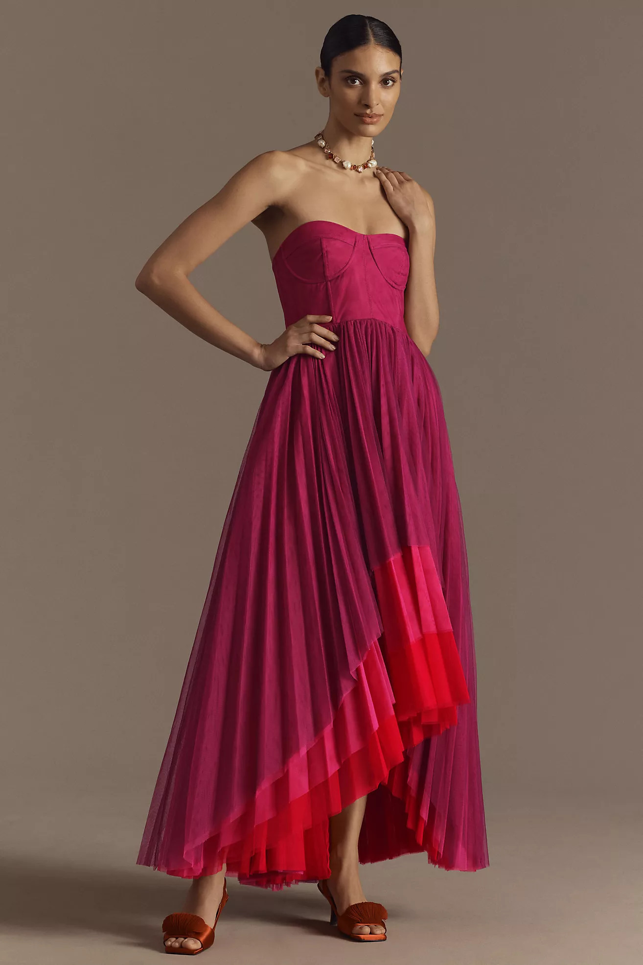 Hutch Calloway Strapless Bustier Tulle Maxi Dress | Anthropologie (US)