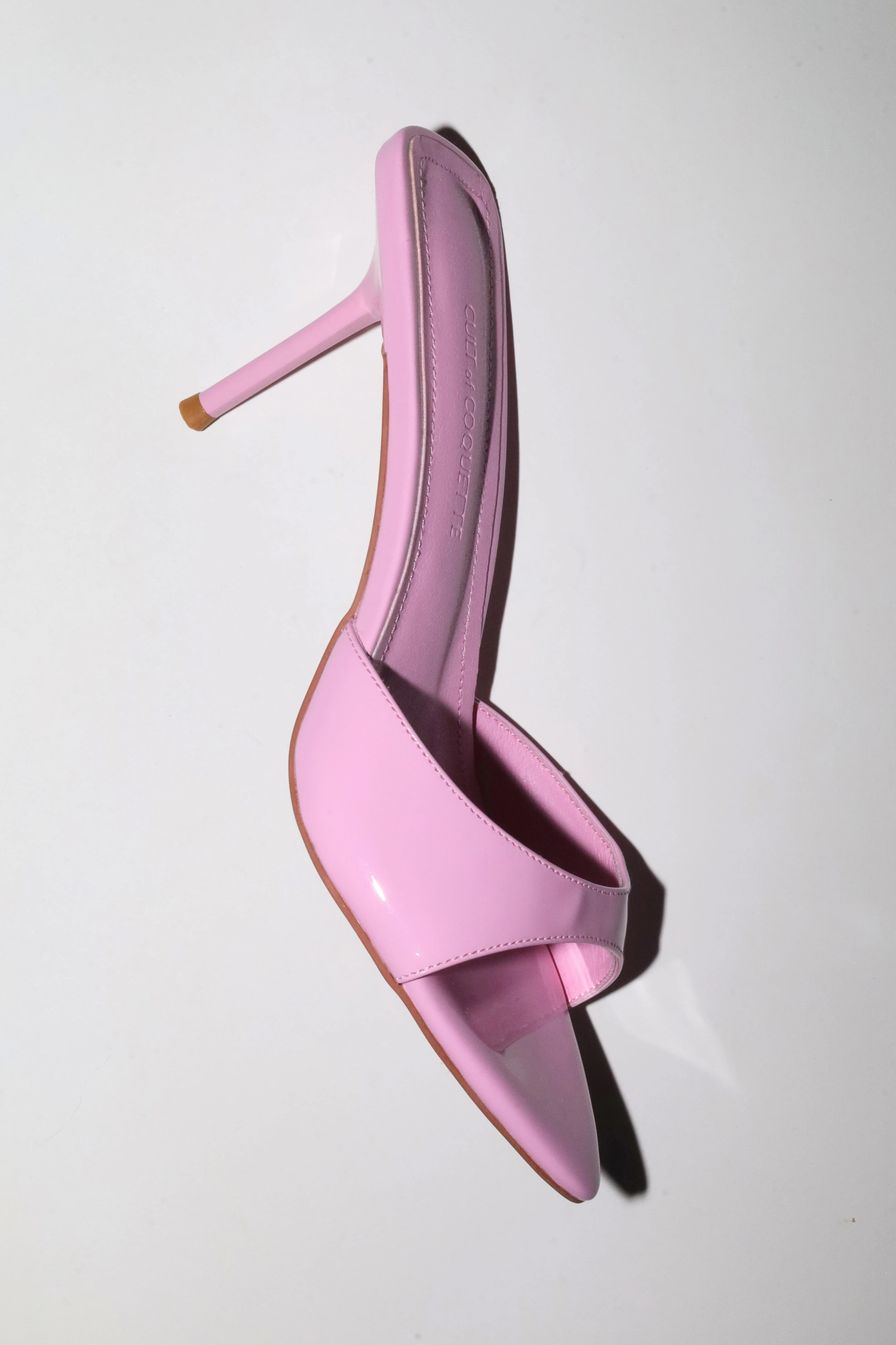 Zena Pink Patent Vegan Mules 80 mm | CULT OF COQUETTE