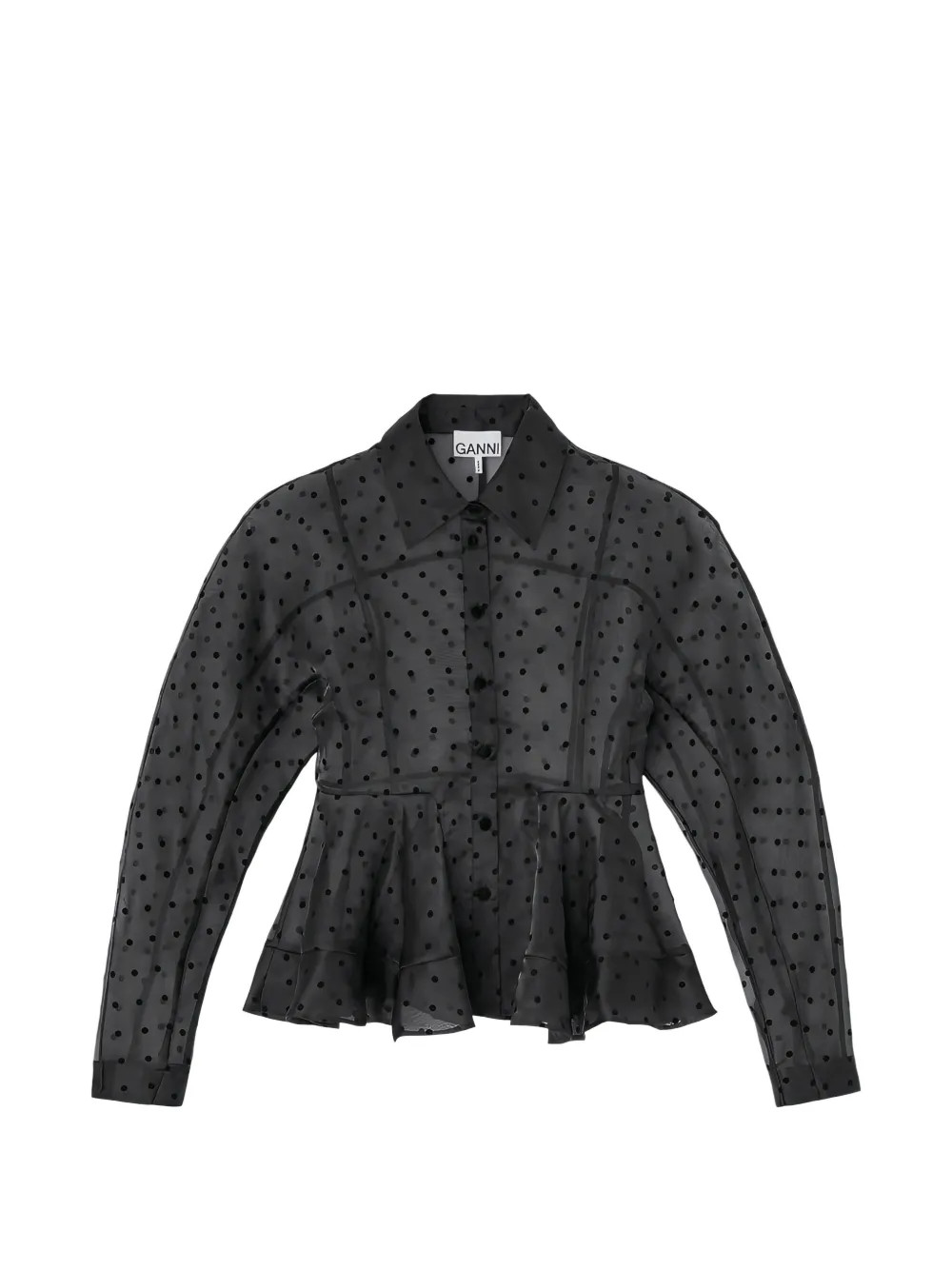 GANNI polka-dot Peplum Shirt | Black | FARFETCH | Farfetch Global