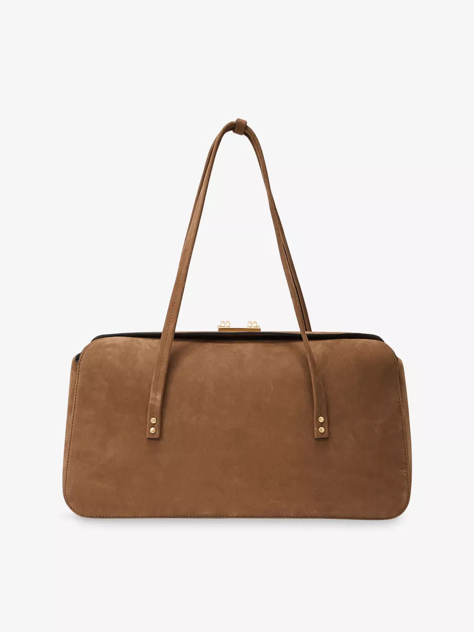 Branded Suede Bowling Bag | Selfridges
