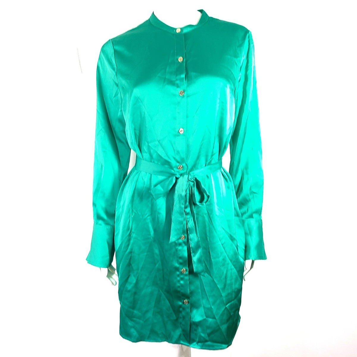 Marciano Women's Silky Satin Shirt Dress Belted Green Sz M | eBay | eBay US