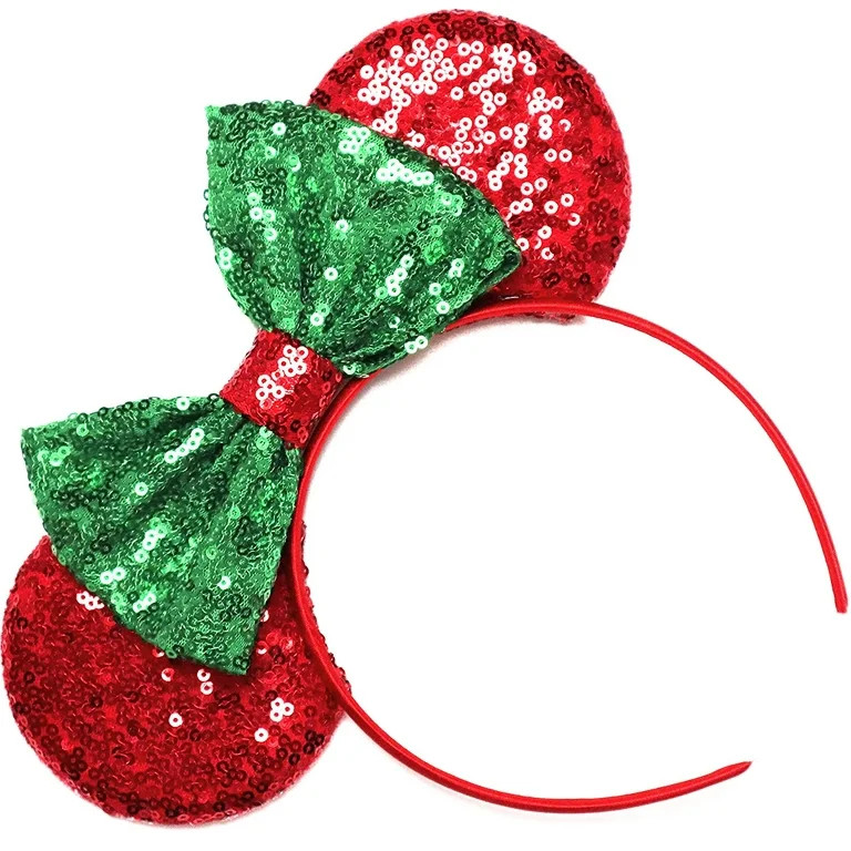 Christimas Red Minnie Ears, Green Christmas Ears, Holiday Mickey Ears, Red Mickey Ears | Walmart (US)