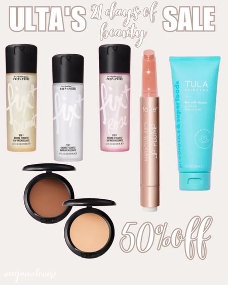another great sale day from Ulta’s 21 days of beauty! LOVIN THESE

MAC Prep + Prime Fix + Primer and Setting Spray 
Tarte Maracuja Juicy Lip Plumping Gloss
Tula Skincare cult classic purifying face cleanser 
MAC studio fix power plus foundation

#LTKunder50 #LTKbeauty #LTKsalealert