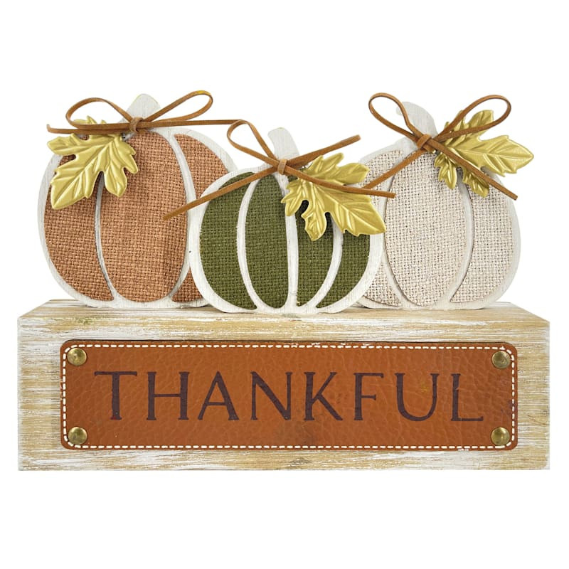 Thankful Pumpkin Trio Decor, 9" | At Home