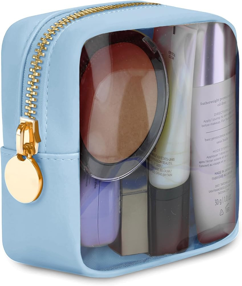 Clear Makeup Bag Mini Pouch for Purse Small Cosmetic Bag Travel Organizer Light Blue Cosmetic Cas... | Amazon (US)